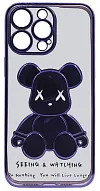 Чехол для iPhone 14 Pro прозрачный с 3D мишкой Фиолетовый 500_191_534116