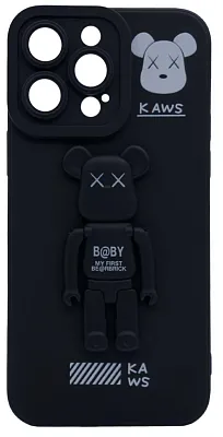 Силиконовый чехол для iPhone 14 Pro с 3D мишкой Черный 400_400_532547