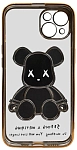 Чехол для iPhone 14 Plus прозрачный с 3D мишкой Золотой 250_100_533759