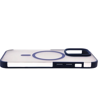 Чехол для iPhone 14 Pro Max Wlons с MagSafe прозрачный матовый с рамкой Синий 400_400_533902