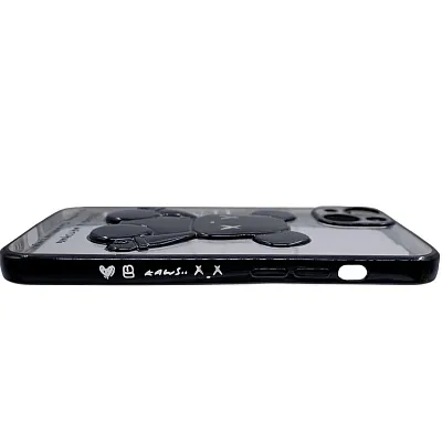 Чехол для iPhone 13 mini прозрачный с 3D мишкой Черный 400_400_533406