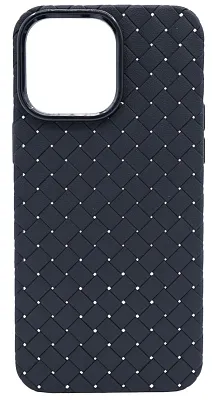 Плетеный Силиконовый чехол для iPhone 14 Pro Max Черный 400_400_532288