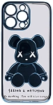 Чехол для iPhone 13 Pro Max прозрачный с 3D мишкой Голубой 250_100_533419