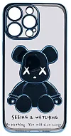 Чехол для iPhone 14 Pro Max прозрачный с 3D мишкой Голубой 500_191_533964