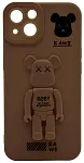Силиконовый чехол для iPhone 14 с 3D мишкой Коричневый 250_100_532637