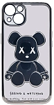 Чехол для iPhone 13 mini прозрачный с 3D мишкой Серебристый 250_100_533394
