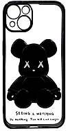 Чехол для iPhone 13 mini прозрачный с 3D мишкой Черный 500_191_533408