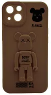 Силиконовый чехол для iPhone 14 с 3D мишкой Коричневый 500_191_532641