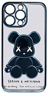 Чехол для iPhone 14 Pro прозрачный с 3D мишкой Голубой 500_191_534096