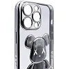 Чехол для iPhone 13 Pro прозрачный с 3D мишкой Серебристый 100_100_135618