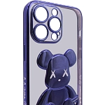 Чехол для iPhone 13 Pro прозрачный с 3D мишкой Синий 250_100_533502