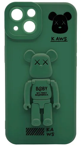 Силиконовый чехол для iPhone 14 с 3D мишкой Зеленый 250_100_532636