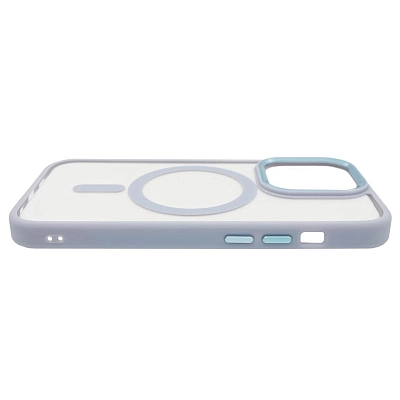 Чехол прозрачный с цветным бортиком MagSafe iPhone 14 Pro Голубой 400_400_535014