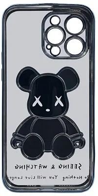 Чехол для iPhone 14 Pro Max прозрачный с 3D мишкой Голубой 400_400_533961