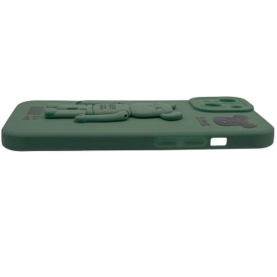 Силиконовый чехол для iPhone 14 с 3D мишкой Зеленый 400_400_532634