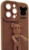 Силиконовый чехол для iPhone 13 Pro с 3D мишкой Коричневый 100_100_137729