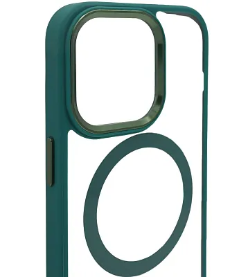 Чехол прозрачный с цветным бортиком MagSafe iPhone 14 Pro Зеленый 400_400_535020