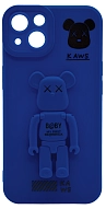 Силиконовый чехол для iPhone 13 с 3D мишкой Синий 500_191_545325
