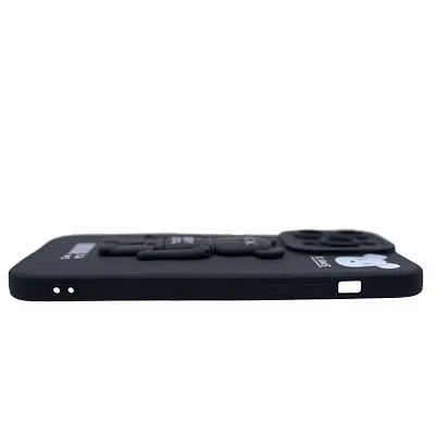Силиконовый чехол для iPhone 13 Pro с 3D мишкой Черный 400_400_137737