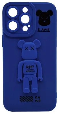 Силиконовый чехол для iPhone 13 Pro Max с 3D мишкой Синий 400_400_137706