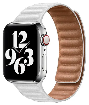Ремешок из эко-кожи для Apple Watch 42/44/45 мм с магнитной застежкой, White 400_400_117707