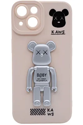 Силиконовый чехол для iPhone 13 с 3D мишкой Белый 400_400_121856