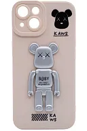 Силиконовый чехол для iPhone 13 с 3D мишкой Белый 500_191_121860