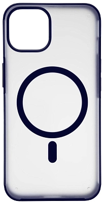 Чехол для iPhone 14 Plus Wlons с MagSafe прозрачный матовый с рамкой Синий 400_400_533688