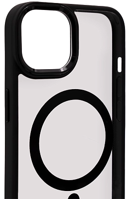 Чехол прозрачный с цветным бортиком MagSafe iPhone 14 Черный 400_400_535076