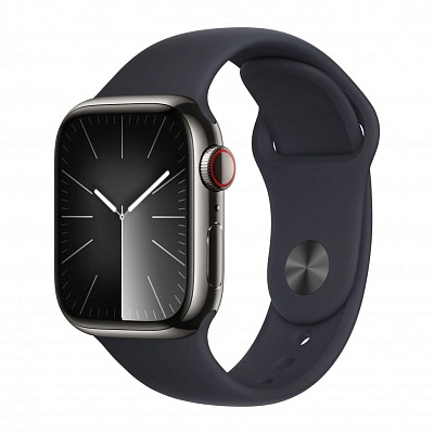 Часы Apple Watch Series 9 41mm Graphite Stainless Steel Case Sport Band Midnight M/L 400_400_640231