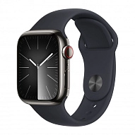 Часы Apple Watch Series 9 41mm Graphite Stainless Steel Case Sport Band Midnight M/L 500_191_640234