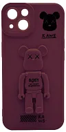 Силиконовый чехол для iPhone 14 с 3D мишкой Бордовый 500_191_532631