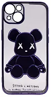 Чехол для iPhone 14 Plus прозрачный с 3D мишкой Фиолетовый 500_191_533777
