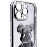 Чехол для iPhone 13 Pro прозрачный с 3D мишкой Серебристый 250_100_533497
