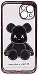Чехол для iPhone 14 Plus прозрачный с 3D мишкой Розовый 250_100_135242