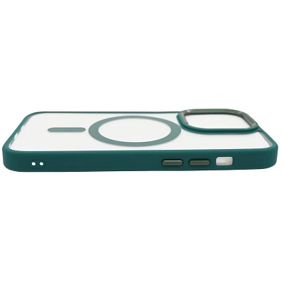 Чехол прозрачный с цветным бортиком MagSafe iPhone 14 Pro Max Зеленый 400_400_642374