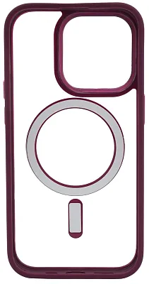 Чехол прозрачный с цветным бортиком MagSafe iPhone 14 Pro Бордовый 400_400_535008