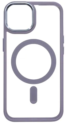 Чехол прозрачный с цветным бортиком MagSafe iPhone 14 Голубой 400_400_135355