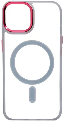 Чехол прозрачный с цветным бортиком MagSafe iPhone 14 Прозрачный 400_400_535054
