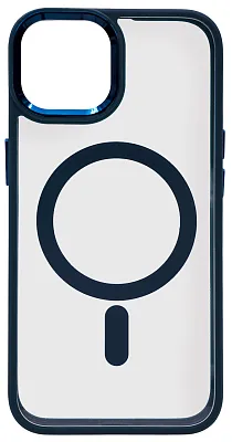Чехол прозрачный с цветным бортиком MagSafe iPhone 14 Синий 400_400_762212