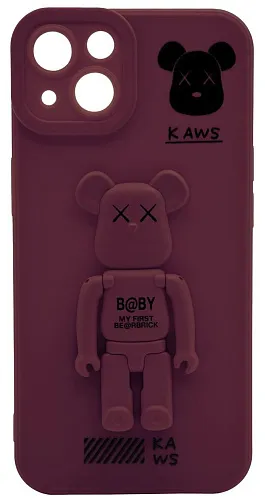 Силиконовый чехол для iPhone 13 с 3D мишкой Бордовый 250_100_532327
