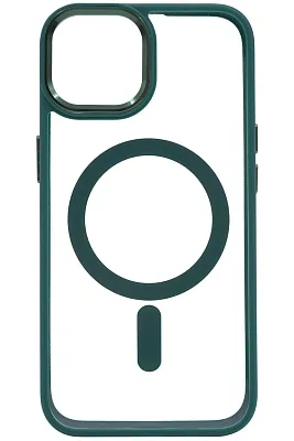 Чехол прозрачный с цветным бортиком MagSafe iPhone 14 Plus Зеленый 400_400_125042