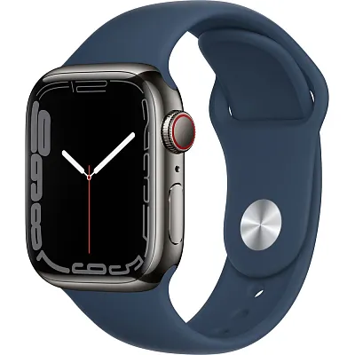Часы Apple Watch Series 7 41mm Graphite Stainless Steel Case Abyss Blue Sport Band 400_400_150282