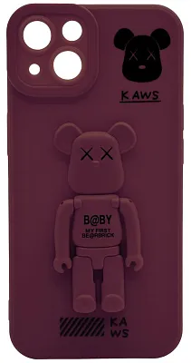 Силиконовый чехол для iPhone 13 с 3D мишкой Бордовый 400_400_137740