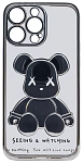 Чехол для iPhone 13 Pro Max прозрачный с 3D мишкой Серебристый 250_100_533434