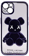 Чехол для iPhone 13 прозрачный с 3D мишкой Синий 500_191_533563