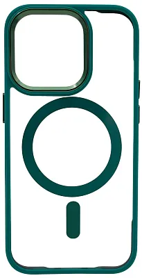 Чехол прозрачный с цветным бортиком MagSafe iPhone 14 Pro Зеленый 400_400_535017