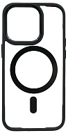 Чехол прозрачный с цветным бортиком MagSafe iPhone 14 Pro Черный 500_191_642431