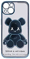 Чехол для iPhone 13 прозрачный с 3D мишкой Голубой 500_191_533543