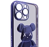Чехол для iPhone 14 Pro прозрачный с 3D мишкой Фиолетовый 100_100_534115